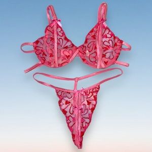 Y2K Peekaboo Sheer Thong Bra lingerie set - 2 piece sexy Shirley